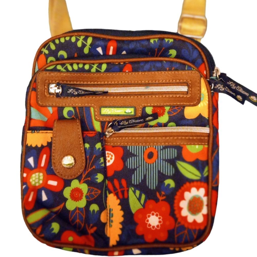 LILY BLOOM Colorful Floral Crossbody Purse Bag Multiple Pockets